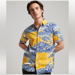Superdry Vibrant Blue and Yellow Wave Shirt